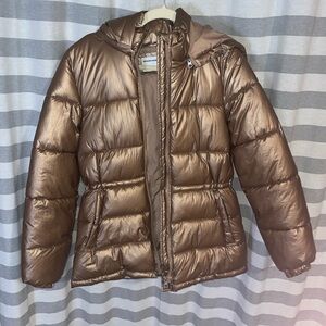 Metallic Bronze Puffer Jacket women’s Amazon Essentials Size XS